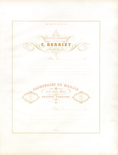 Elegante briefhoofden voor zakelijke correspondentie (afdrukken) door Charles Derriey
