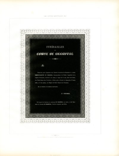 Rouwkaart met ornamentele lijst (print) door Charles Derriey
