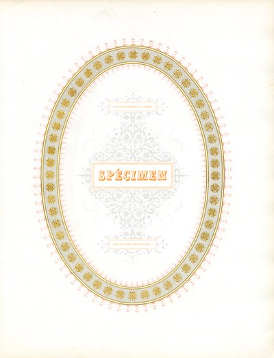 Ovaal ornamenteel frame met typografische letters (print) door Charles Derriey
