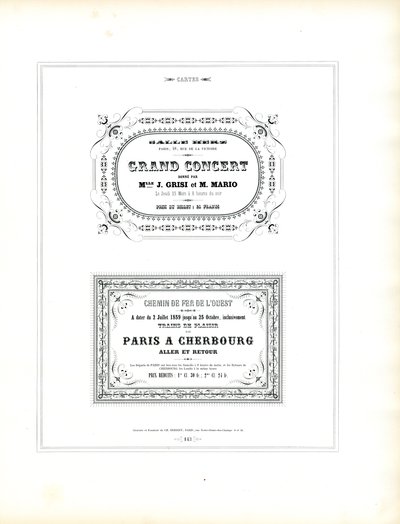 Voorbeeldontwerpen voor evenementen- en spoorwegdrukwerk (print) door Charles Derriey