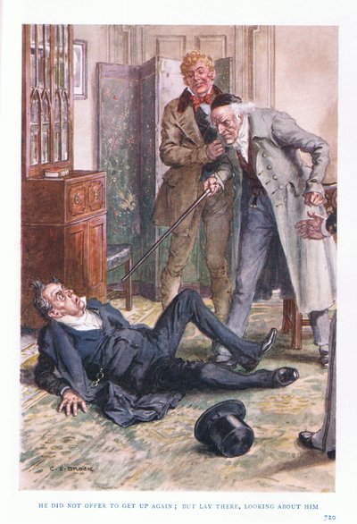 Hij deed geen poging om weer op te staan: maar bleef daar liggen, om zich heen kijkend door Charles Edmund Brock
