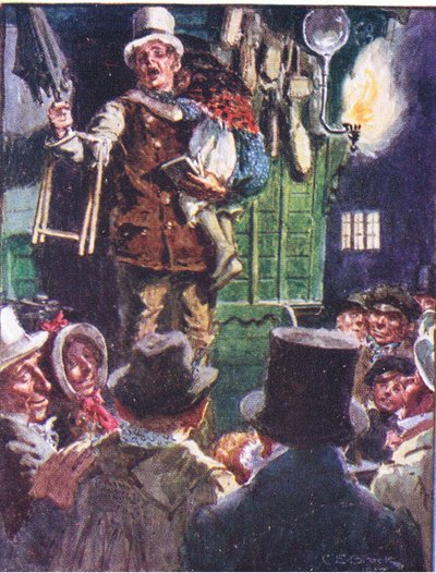 Nu vraag ik je niet hoeveel voor het geheel, maar hoe weinig, illustratie uit Dr Marigolds Recept, 1910 door Charles Edmund Brock