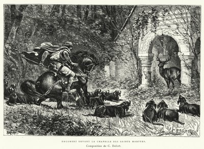 Dagobert Voor de Kapel van de Heilige Martelaren (gravure) door Charles Edouard Delort
