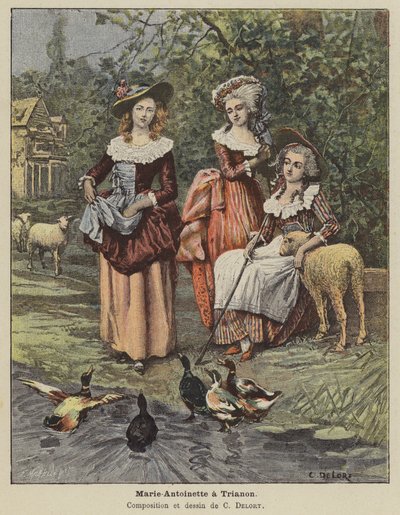 Marie Antoinette in het Trianon door Charles Edouard Delort