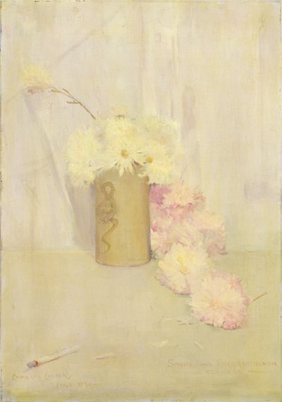 Rook en chrysantenbloemen door Charles Edward Conder
