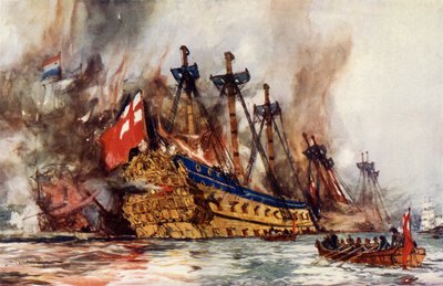 De verbranding van de London door de Nederlanders door Charles Edward Dixon