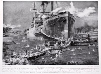 De Landing op het Gallipoli-schiereiland, illustratie uit 