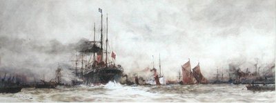 De Theems bij Blackwall Reach door Charles Edward Dixon