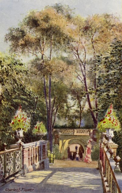 Londense dierentuin: Tunnel, vanaf Canal Bridge door Charles Edwin Flower