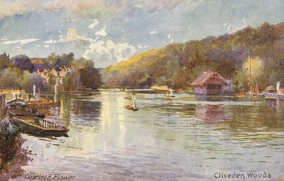 Rivier de Theems: Cliveden Woods door Charles Edwin Flower