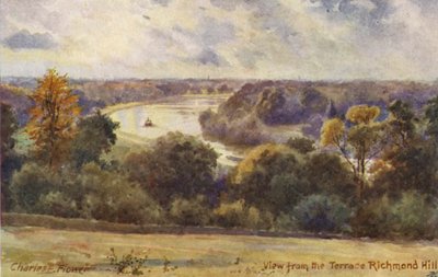 Rivier de Theems: Uitzicht vanaf het terras Richmond Hill door Charles Edwin Flower