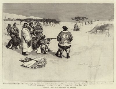 Chinese soldaten oefenen op doelen bij Shan-Hai-Kwan door Charles Edwin Fripp