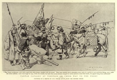 Tartaarse cavalerie in Tientsin op weg naar het front door Charles Edwin Fripp