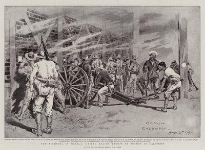 De gevechten in Manilla, Amerikaanse troepen in actie bij Calumpit door Charles Edwin Fripp
