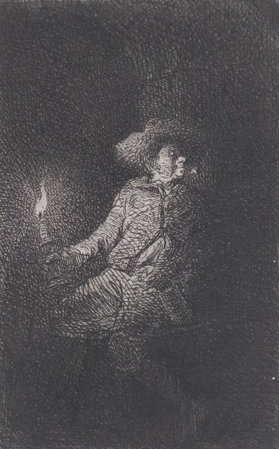 Een Man in een Grot door Charles Emile Jacque