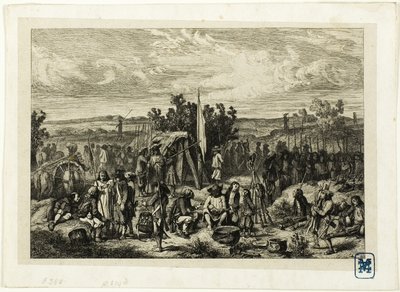 Een royalistisch kampement door Charles Emile Jacque