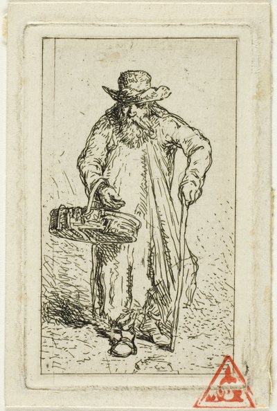 Bedelaar met mand door Charles Emile Jacque