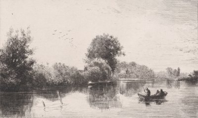 Bords de la Marne door Charles Emile Jacque