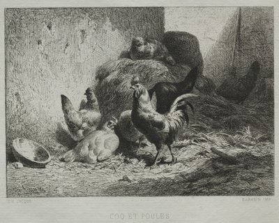Haan en Hennen door Charles Emile Jacque