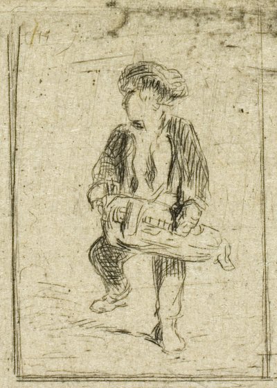 Draailier Speler door Charles Emile Jacque