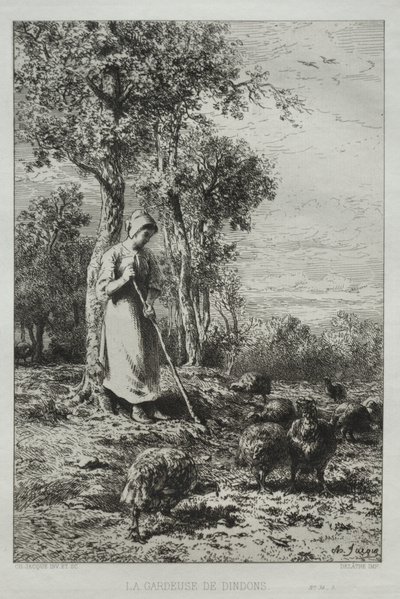 La Gardeuse de Dindons door Charles Emile Jacque