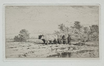 Landschap, arbeiders, 1845 door Charles Emile Jacque