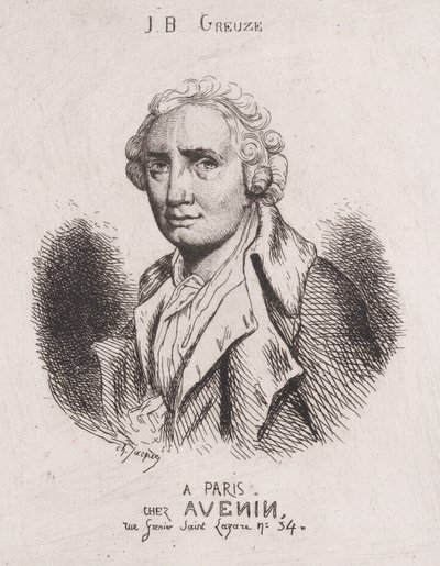 Portret van J.B. Greuze, 19e eeuw door Charles Emile Jacque