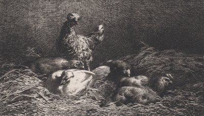 Kippen, 1867 door Charles Emile Jacque