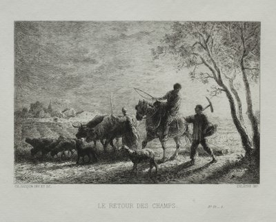 Terugkeer van de velden door Charles Emile Jacque