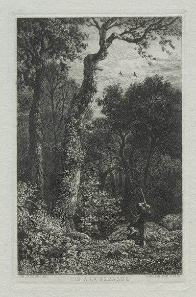 Het Schieten van de Houtsnip door Charles Emile Jacque
