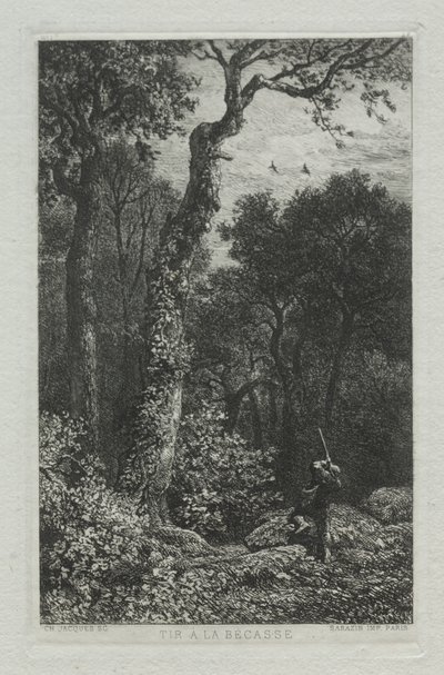 Het Schieten van de Houtsnip door Charles Emile Jacque