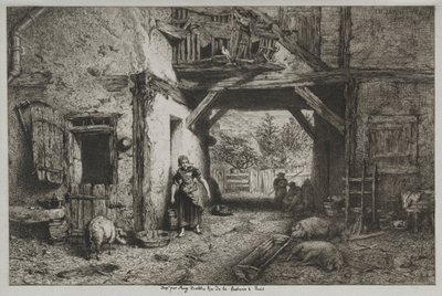 De boerderij door Charles Emile Jacque