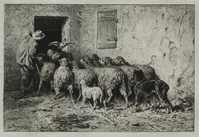 De Terugkeer, 1864 door Charles Emile Jacque