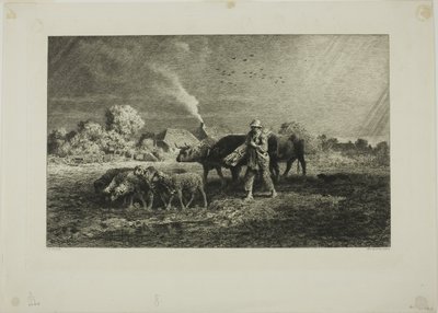 De Storm door Charles Emile Jacque