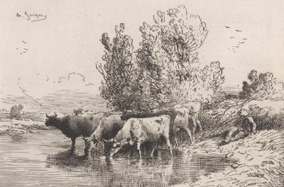 De drinkbak, 1864 door Charles Emile Jacque