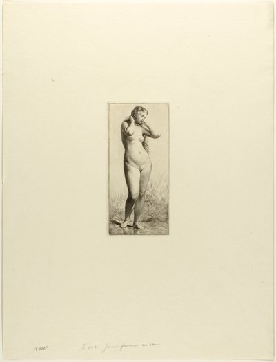 Jonge vrouw aan het baden door Charles Emile Jacque