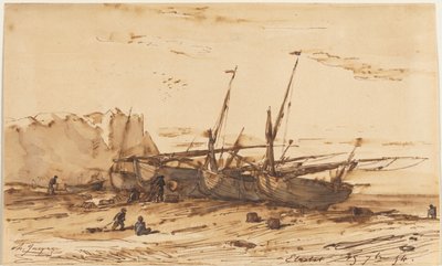 Étretat, 1854 door Charles Emile Jacque
