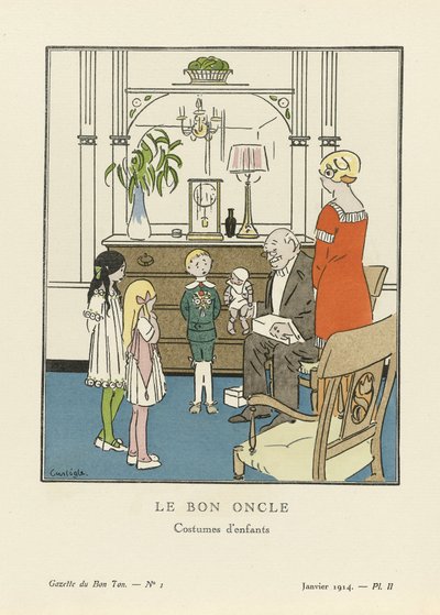 Le Bon Oncle. Kinderkostuums uit La Gazette du Bon Ton, pub. 1914 door Charles Emile called Carlegle Egli