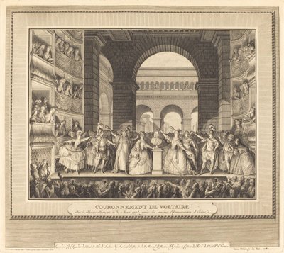 De Kroning van Voltaire door Charles Etienne Gaucher after Jean Michel Moreau