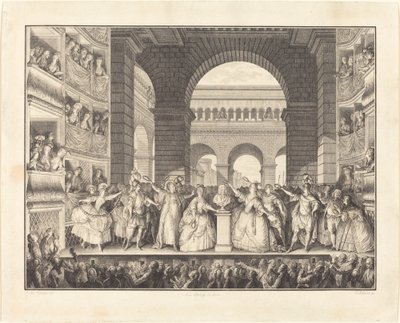 Kroning van Voltaire door Charles Etienne Gaucher after Jean Michel Moreau