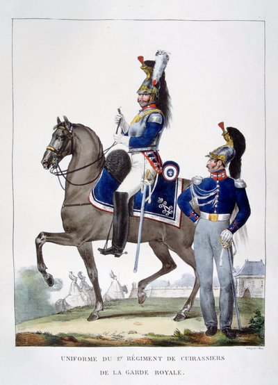 Uniform van het 1e Regiment Jagers van de koninklijke garde, Frankrijk door Charles Etienne Pierre Motte