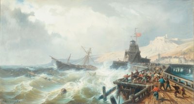 Redding van een schip in nood door Charles Euphrasie Kuwasseg
