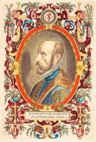 Portret van Abraham Ortelius 1527-1598 Uit: Theatrum Orbis Terrarum, 1579 door Charles Fenderich