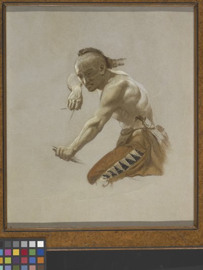 Studie voor indiaan in buffeljacht door indianen door Charles Ferdinand Wimar