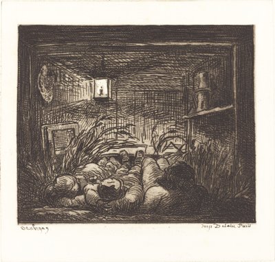 Slapend aan boord van de Bottin door Charles Francois Daubigny