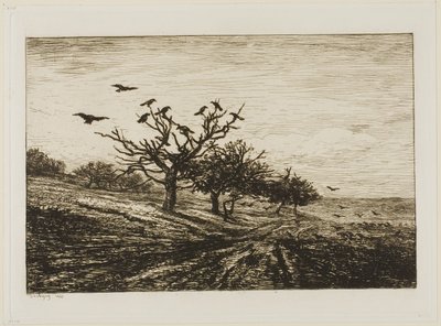 Kraaien in een boom door Charles Francois Daubigny