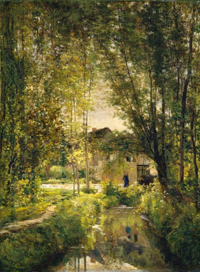 Landschap met een zonovergoten stroom door Charles Francois Daubigny