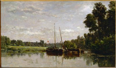 Les peniches - de schuiten ... door Charles Francois Daubigny