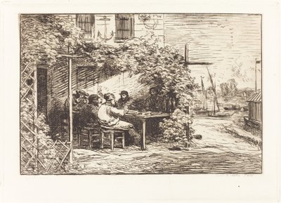 Lunch op Weg naar Asnieres door Charles Francois Daubigny