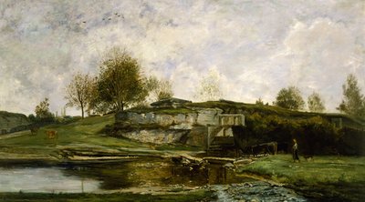 Sluis in de Optevoz Vallei door Charles Francois Daubigny
